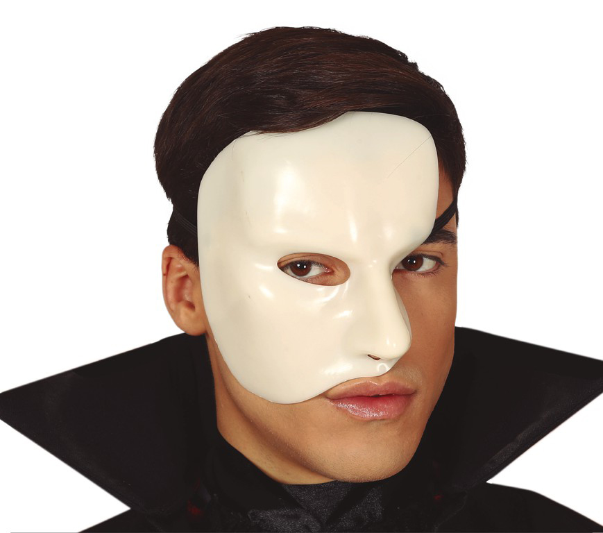 Maschera bianca in plastica mezzo viso fantasma dell'opera